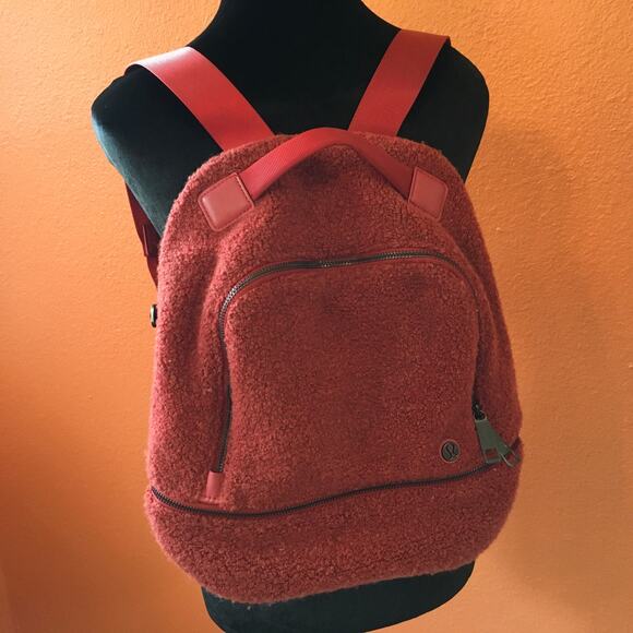 Lululemon City Adventurer Mini Sherpa Backpack Magma Burnt Orange 10L Fleece - Picture 12 of 13